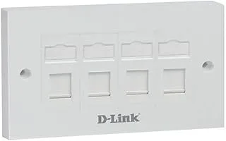 D-Link NFP-0WHI41 - لوحة أمامية رباعية تقبل أربعة مقابس كيستون مع مصراع ولوحة معرف- 146 * 86 مم - لون أبيض - مستطيل