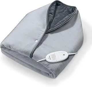 Beurer CC50 Cosy Heated Cape | Electric Blanket Designed to be Worn Like a Cape | Easy Push-Button Fastening | 6 electronically Regulated Temperature Settings | Machine Washable | Warm Grey