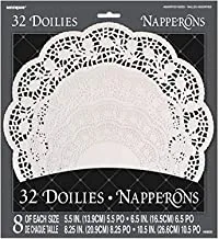 Unique Party 6809 - White Paper Doilies, Assorted Pack of 32