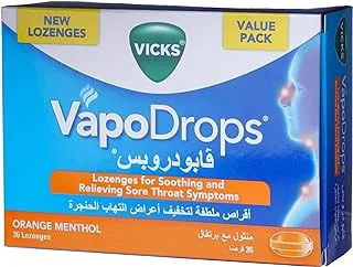 Vicks Vapo Drops Cough Nose Throat Orange Menthol 36 Lozenges