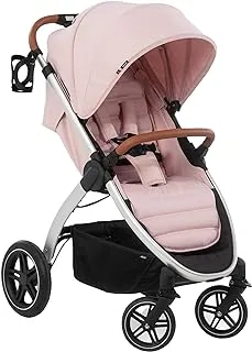 Hauck Uptown Pushchair, Melange Rose - Stroller for All Terrains, Extra Large Seat, Lie-Flat Position, Rubber Wheels, Suspension, Compact & Easy Fold, with Raincover