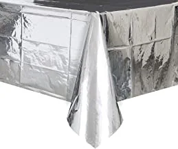 Unique Party 50410 - Foil Silver Plastic Tablecloth, 9ft x 4.5ft