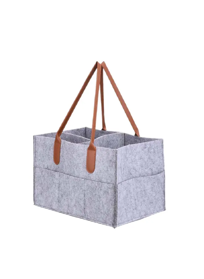 Generic Felt Storage Caddy Baby Diaper Caddy Organizer Basket Portable Storage Bin Large Nursery Bag Gray