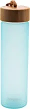Smash Water Bottle 600ML Glass Fash Frost Teal Water Bottle Wide Mouth with Bamboo Lid Dishwasher Safe