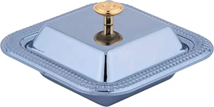 Al Saif Iron Square Shape Date Bowl Size: Small, Color: Sapphire Blue