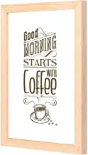 LOWHA good mornin starts with coffee Wall Art with Pan Wood framed Ready to hang for home, bed room, office living room Home decor hand made wooden color 23 x 33cm By LOWHA
