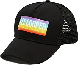 Lee Cooper Printed Cap with Snap Back Closure and Mesh Panels One Size- Black