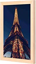 LOWHa architecture eiffel tower at night Wall art with Pan Wood framed Ready to hang for home, bed room, office living room Home decor hand made wooden color 23 x 33cm By LOWHa
