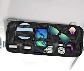 SourceTon 2 Packs Car Sun Visor Organizer, Car Visor Storage Anti-Slip Elastic Woven Board for Sunglass Holder Parking Fuel Card Digital Accessories