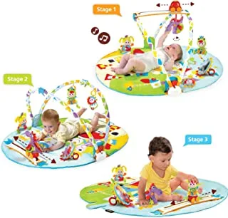 Yookidoo Baby Gym Activity Play Mat - 3 Stage Accessory Gym with More Than 20 Development Infant Activities | Age 0-12 Months