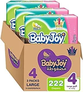 BabyJoy Compressed Diamond Pad, Size 4, 222 Diapers + 720 Uno Pure Water Baby Wet Wipes