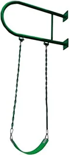 Funz Heavy Duty Swing Seat 60 Cm with Iron Rod, Chain Plastic Coated and Snap Hooks, Great for Playground, Backyard and Playroom, Swing Seat Replacement and Carabineer for Easy Install, Green
