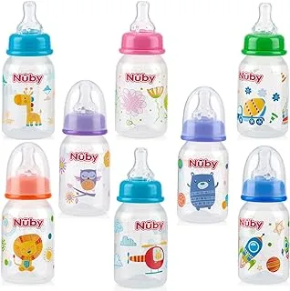 Nuby PP Clear Round Printed Bottle, 120 ml Capacity, Assorted