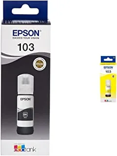 Epson 103 Ecotank Yellow Ink Bottle 65ml& 103 Ecotank Black Ink Bottle 65Ml