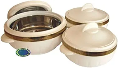 Asian Falcon Food Container Casserole Set 3-Pieces, 1.5/2.5/3.5 Liter Capacity, White