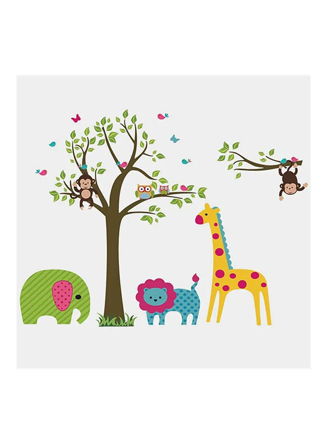 HOMEYAN Giraffe Monkey Tree Shaped Wall Sticker Multicolour 60x90centimeter