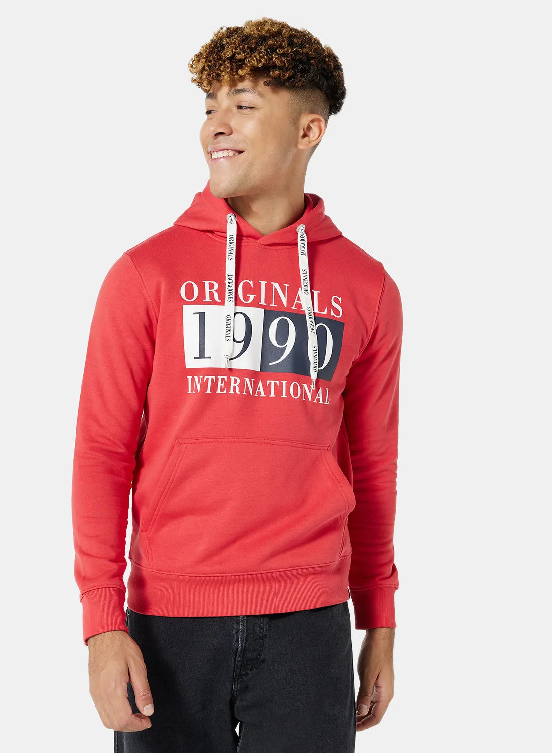 JACK & JONES 1990 Logo Relaxed Fit Hoodie