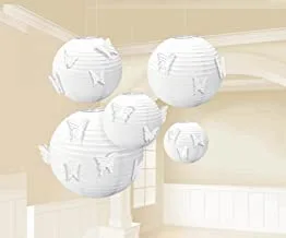 Amscan International Paper Lanterns White with Butterfly Attachments, Pack of 5