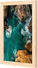 LOWHA Body Of Water Aerial Wall Art with Pan Wood framed Ready to hang for home, bed room, office living room Home decor hand made wooden color 23 x 33cm By LOWHA