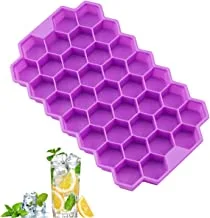 IBAMA Silicone Flexible Ice Cube Trays with Lid, 37 Cubes Ice Trays for Chilled Drinks, Whiskey & Cocktails, Stackable honeycomb shape Safe Ice Cube Trays (Purple)