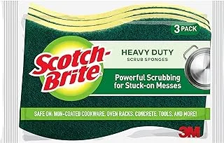 Scotch-Brite Heavy Duty Cellulosic Scrub Sponge | Kitchen sponge | Dish sponge | Scrub | General Purpose Cleaning | Food Safe | Non-Rusting | Kitchen, Garage, Outdoor | 3 units/pack