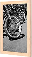 LOWHA Photo of Parked Motorcycle Wall Art with Pan Wood framed Ready to hang for home, bed room, office living room Home decor hand made wooden color 23 x 33cm By LOWHA