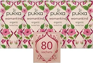 Pukka Womankind Organic Herbal Tea with Cranberry and Rose Flower, 20 Teabags - Pack of 4