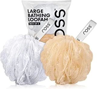 Ross Large Bath Loofah Sponge Scrubber Exfoliator For High Lather Cleansing (White And Gold)