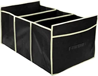 Fun Homes 3 Large Compartments Collapsible Car Truck Organizers- Pack of 2 (Black)