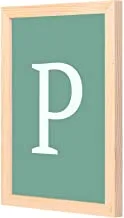 LOWHA White P letter Wall Art with Pan Wood framed Ready to hang for home, bed room, office living room Home decor hand made wooden color 23 x 33cm By LOWHA