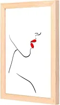 LOWHA face with red lips Wall Art with Pan Wood framed Ready to hang for home, bed room, office living room Home decor hand made wooden color 23 x 33cm By LOWHA