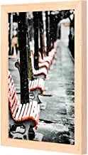 LOWHA Chairs Covered in Snow Wall Art with Pan Wood framed Ready to hang for home, bed room, office living room Home decor hand made wooden color 23 x 33cm By LOWHA
