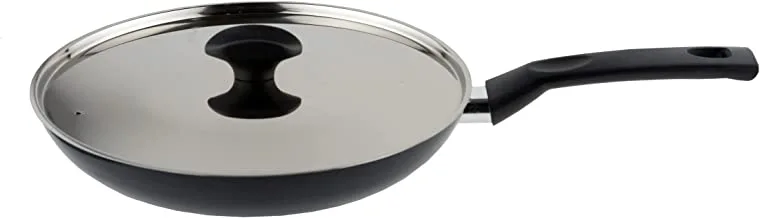 Al Saif VETRO - PLUS Non-Stick Pan Frying with Lid,Colour: Black,Size: 24cm