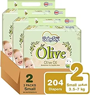 BabyJoy Olive, Size 2, 204 Diapers + 720 Uno Pure Water Baby Wet Wipes