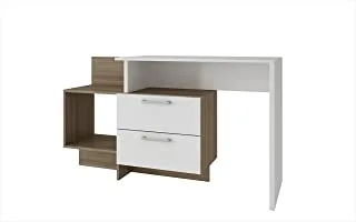 BRV Movies Computer Desk With Two Drawers and Storage Compartment, White & Beige, MDP