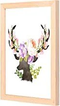 LOWHA roses deer Wall Art with Pan Wood framed Ready to hang for home, bed room, office living room Home decor hand made wooden color 23 x 33cm By LOWHA
