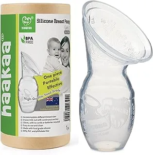 HAAKAA Silicone Breast Pump, Clear, 4 Ounce, Pack of 1