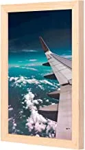 LOWHA Airplane Wing Towards Clouds Wall Art with Pan Wood framed Ready to hang for home, bed room, office living room Home decor hand made wooden color 23 x 33cm By LOWHA