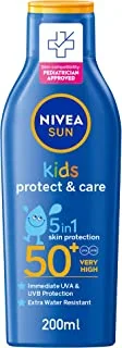 NIVEA SUN Kids Lotion, UVA & UVB Protection, Protect & Play Moisturizing, SPF 50+, 200ml