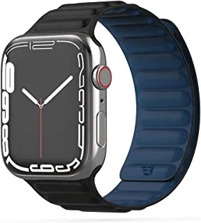 Baykron - سوار سيليكون مغناطيسي لساعة Apple Watch باللونين الأسود والأزرق