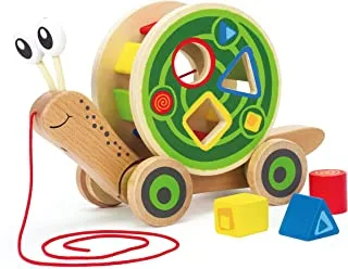 لعبة سحب خشبية للأطفال الصغار من Hape Walk-A-Long الحائزة على جوائز ، L: 11.9 ، W: 4.4 ، H: 7.3 inch