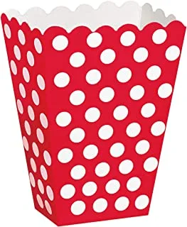 Unique Party 59292 - Red Polka Dot Popcorn Treat Boxes, Pack of 8