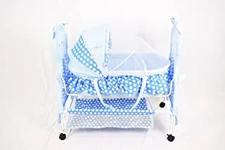 Amla Baby 182B Baby Crib Bed with Wheels, Blue