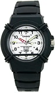 Casio Men's Analog White Dial Black Resin Band Watch [HDA-600-7B], Rubber