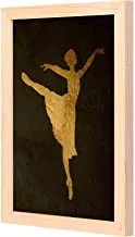 لوحة جدارية لراقصة الباليه الذهبية من لووا مع مقلاة خشبية مؤطرة جاهزة للتعليق للمنزل ، غرفة النوم ، غرفة المعيشة والمكتب ، ديكور المنزل مصنوع يدويًا ، لون خشبي 23 × 33 سم من LOWHA