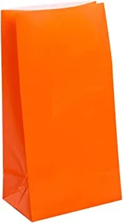 Unique Party 59013 - Orange Paper Party Bags, Pack of 12