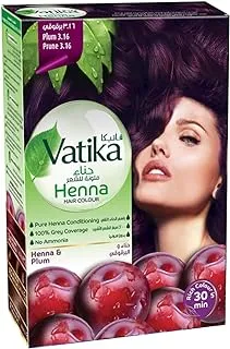 Vatika Naturals Henna | Plum Hair Color - 6 X 10g | Extreme Nourishment & Hydration | Ammonia Free | For Grey Hair