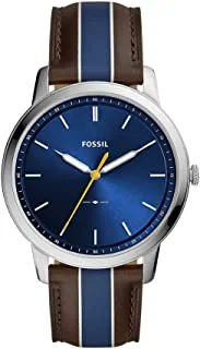 Fossil Men's Blue Dial Leather Band Quartz Analog Watch,Silver/Blue