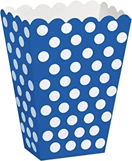 Unique Party 59294 - Royal Blue Polka Dot Popcorn Treat Boxes, Pack of 8