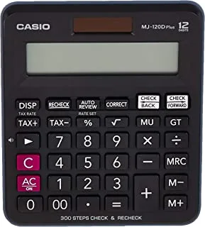 كاسيو MJ-120D Plus - BK ، 300 خطوة فحص وتصحيح ، آلة حاسبة سطح المكتب مع مفاتيح الضرائب وجي تي